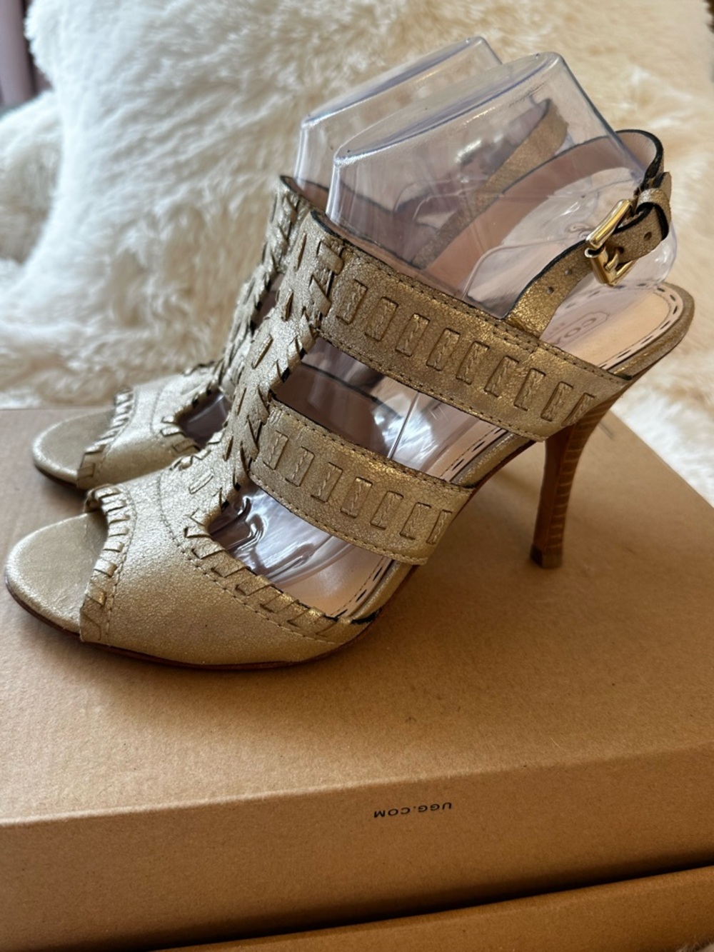 COACH Kareena Metallic Gold Strappy High Heel Sandals Stiletto Women’s Size 9.5